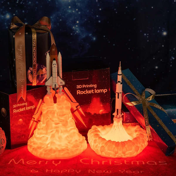 Blast off into the night with a rocket ship night light