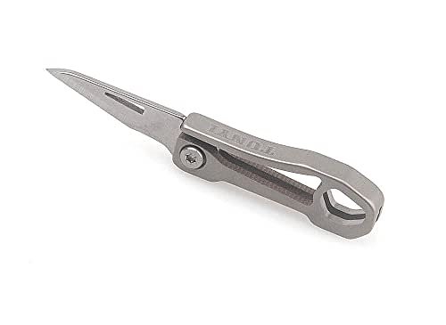 TUNYI Mini Folding Pocket Knife, EDC Tiny Package Knife, 1  Stainless Steel Blade with Titanium Alloy Handle, Ultra Compact and Lightweight