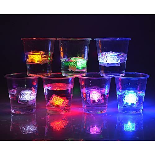 N A Light Up Ice Cubes, LED Fluorescent Block, Reusable Glowing Flashing Ice Cube, Multi-Color Ice Cube Lights for Club Bar Party Wedding Decor, Glow in Water (12Pcs)