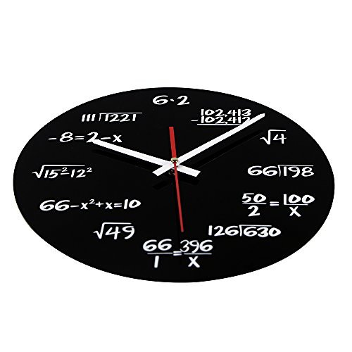 Math Clock, Timelike Unique Wall Clock Modern Design Novelty Maths Equation Clock - Each Hour Marked by a Simple Math Equation (Black)