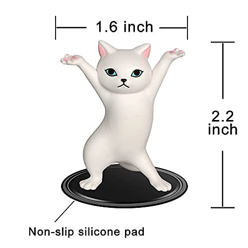 ATHAND Earphone Holder - Cute Cat Figures - Interesting Cat Gifts for Cat Lovers - Funny Desk Decor (White)