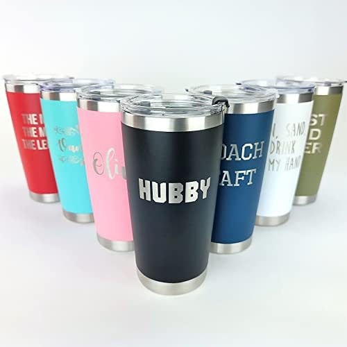 Custom Laser Engraved Insulated 20oz & 30oz Tumblers w/Splash Proof Lid - Personalized Gifts (20oz Tumbler, Pink)