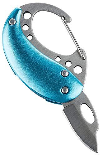 Small Carabiner Folding Knife Keychain, 2 Inch Mini Knife Key Chain, Pocket-Sized Clip On Keyring with Collapsible Blade for Camping, Hiking, Backpacking