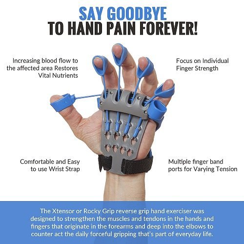 Clinically Fit Xtensor Reverse Hand Grip Strengthener Forearm Training Device Improves Finger Flexibility Helping Hand Stiffness
