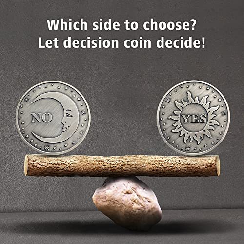 Yes No Coin-Yes or No Decision Maker Coins Funny Flipping Coin Novelty Double Sided Coins Birthdays Christmas Party Gifts, Sun or Moon Pattern