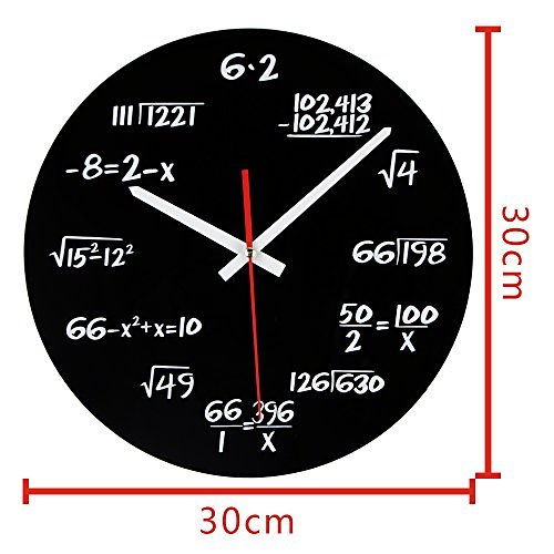 Math Clock, Timelike Unique Wall Clock Modern Design Novelty Maths Equation Clock - Each Hour Marked by a Simple Math Equation (Black)