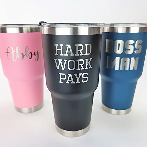Custom Laser Engraved Insulated 20oz & 30oz Tumblers w/Splash Proof Lid - Personalized Gifts (20oz Tumbler, Pink)