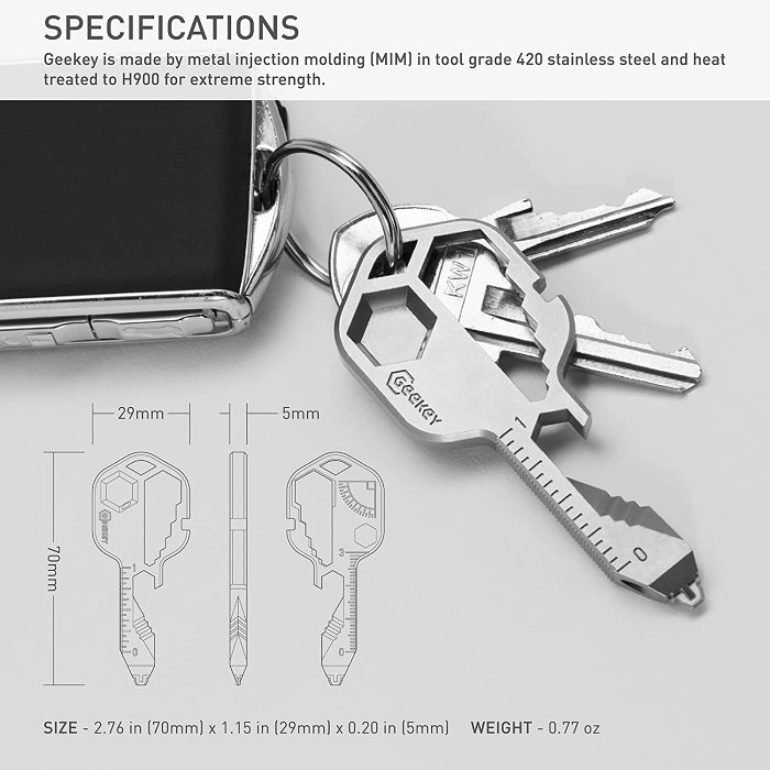 16+ tools in 1 stainless steel key shaped pocket tool