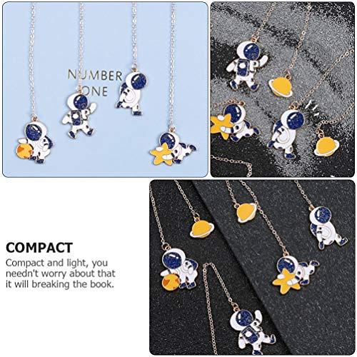 Amosfun Space Gifts 4pcs Astronaut Alloy Bookmark with A String Astronaut Shaped Bookmark for Reading Bookmark Book Accessories Graduation Gift Favor Keepsake Gifts