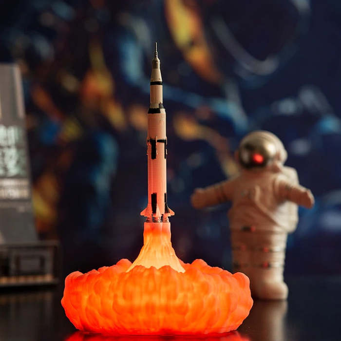 Blast off into the night with a rocket ship night light