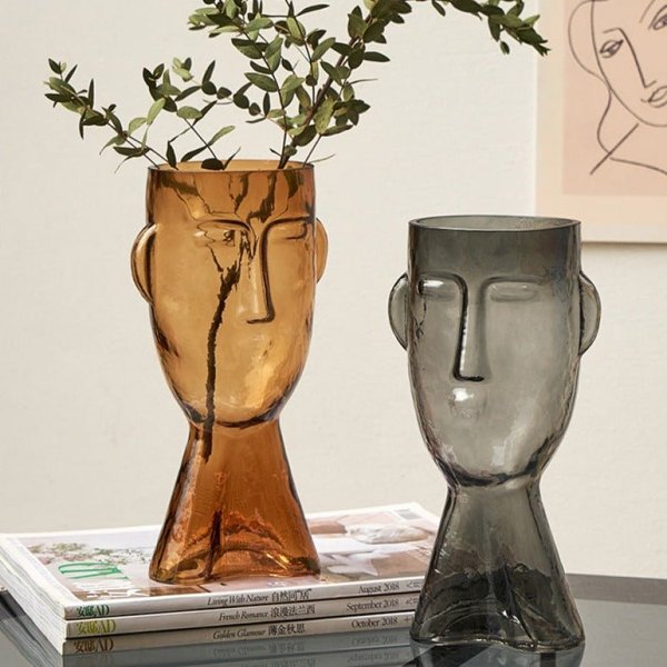 Face Art Glass Vase