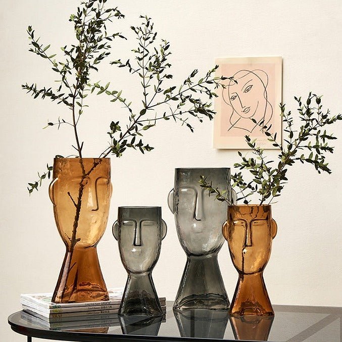 Face Art Glass Vase