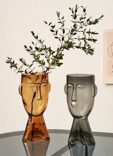 Face Art Glass Vase