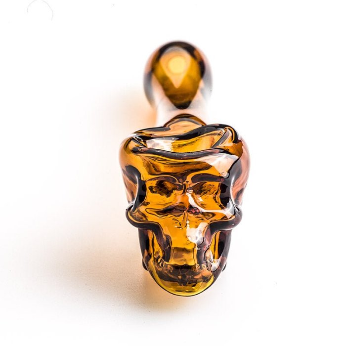 Orange Skull Theme Glass Pipe