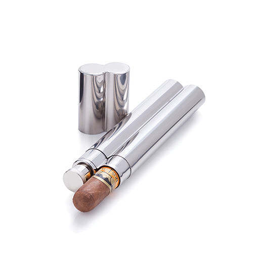 Stainless Steel Cigar Holder and 2 oz Flask by Viski