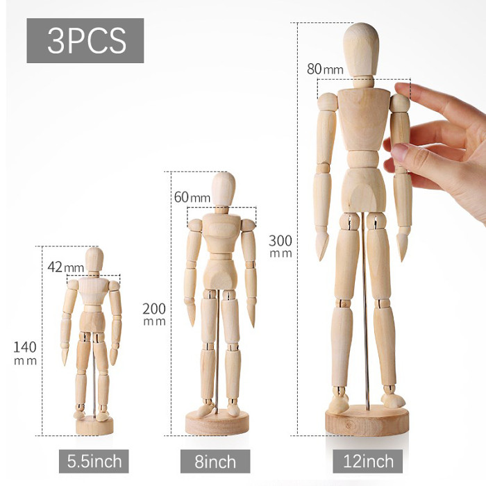 Wooden Human Mannequin Artist Human Figure Wooden Model Poseable Life Size