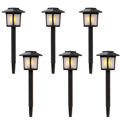 6pcs Waterproof Solar Torch Light Outdoor Decorative Lighting with Flickering Dancing Flames Auto On/Off