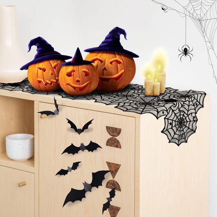 Spider Web Table Runner Halloween Gifts Table Decor Centrepiece