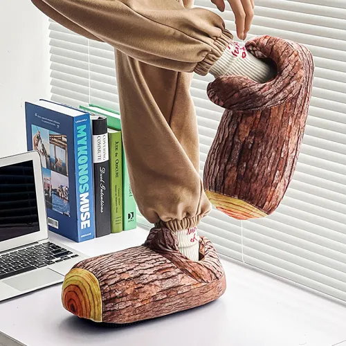 Wood Stump Slippers Winter Shoes House Slippers for Women Men Novelty Gift