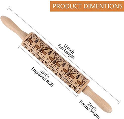 Christmas Wooden Rolling Pins 3D Reindeer Shape Decor Embossing Rolling Pin