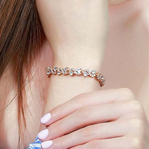 Personalized Luxury Colored Inlaid Crystal Women's Chain Bracelets, Ladies Lovely Jewelry