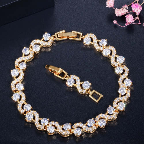 Personalized Luxury Colored Inlaid Crystal Women's Chain Bracelets, Ladies Lovely Jewelry