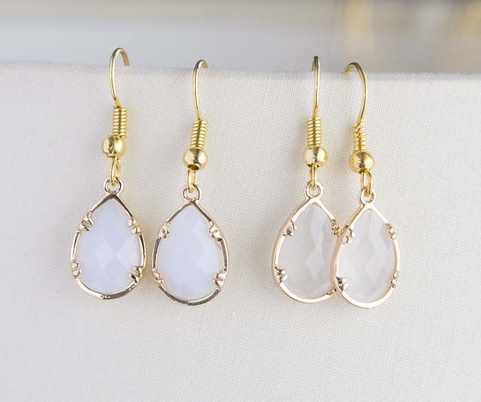 Birthstone Gold Plated Earrings, Women's Faceted Birthday Jewelry