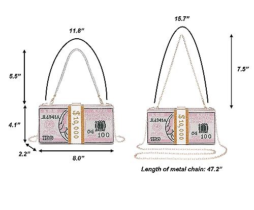 Personalized Dollar Clutch Purse for Women from, Rhinestone Evening Handbag Money Bag