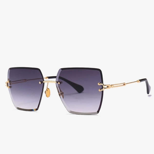 Retro Women's Square Sunglasses, Metal Frame Gradient Rimless Sunglasses