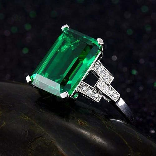 Women's 925 Sterling Silver Fine Jewelry, Emerald Gemstone Ring