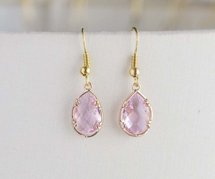 Birthstone Gold Plated Earrings, Women's Faceted Birthday Jewelry