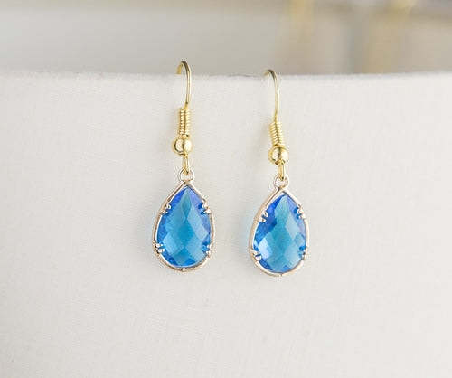 Birthstone Gold Plated Earrings, Women's Faceted Birthday Jewelry