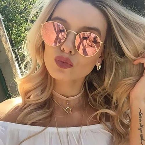 Retro Round Women's Sunglasses, Alloy Mirror Sunglasses