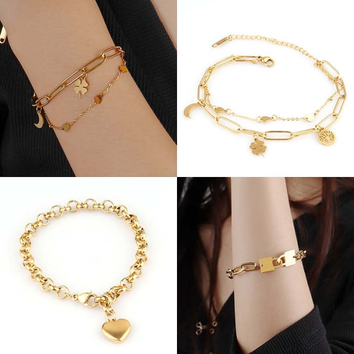 Ladies Vintage Chain Bracelets, Women Bohemian Thick Bracelets