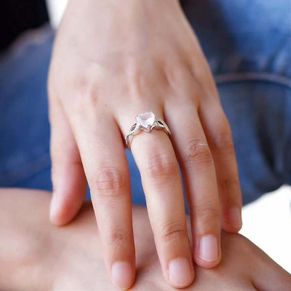 Elegant Women's Natural Rose Quartz Ring, Solid 925 Sterling Silver Elegant Jewelry