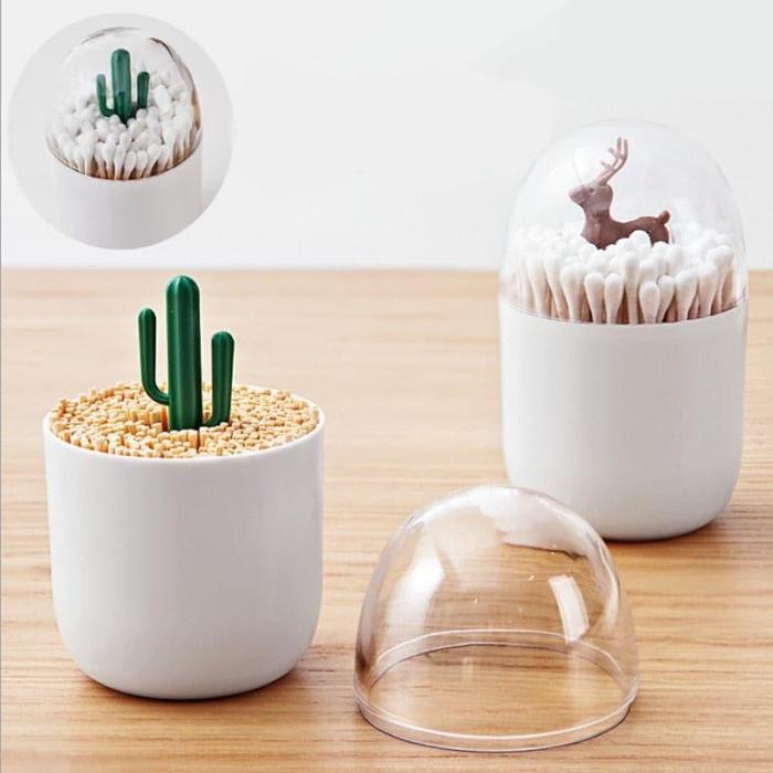 Cute Cartoon Toothpick Holder And Cotton Swab Case