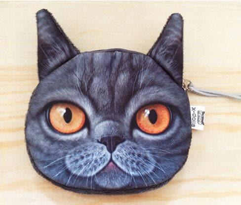 Cute Cat Face Printed Zipper Coin Purses