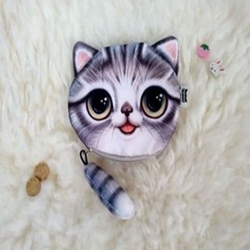 Cute Cat Face Printed Zipper Coin Purses