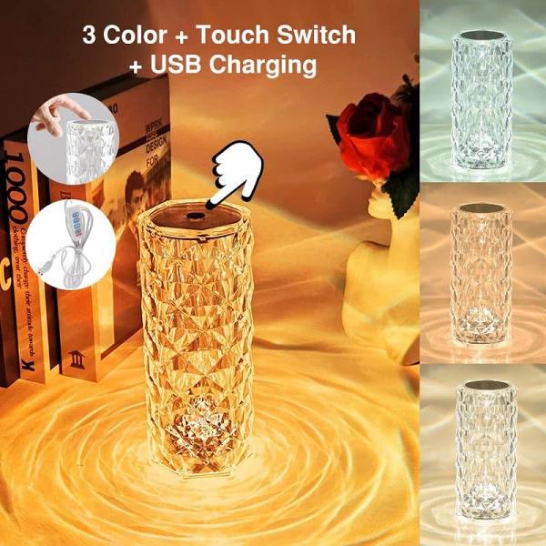 Rose Light LED Crystal Table Lamp