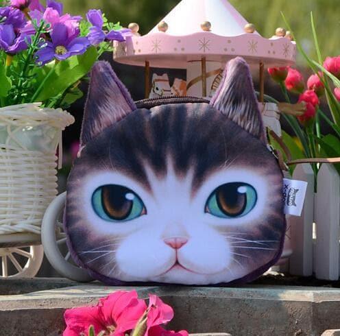 Cute Cat Face Printed Zipper Coin Purses