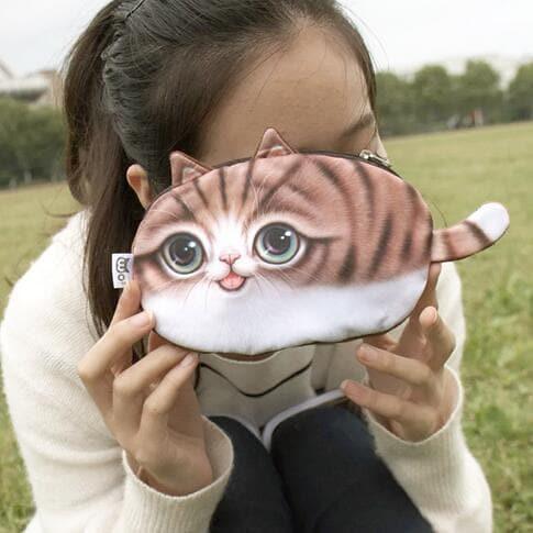 Cute Cat Face Printed Zipper Coin Purses