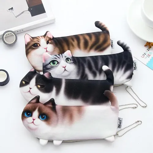 Cute Cat Face Printed Zipper Coin Purses