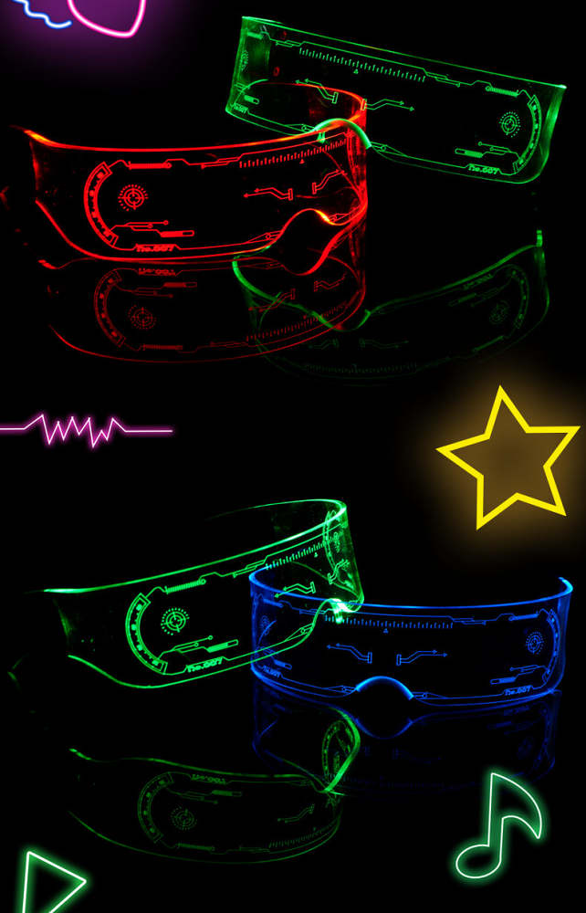 Cyberpunk Glowing Glasses LED | Luminous Glasses | Multi-colored in One LED Glasses | Glowing Light Up Party Supply for Bar Club Halloween