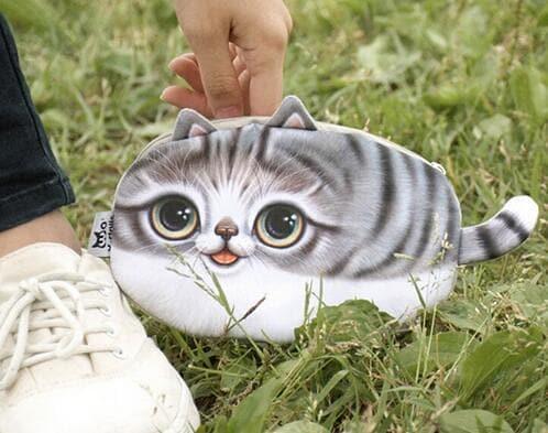 Cute Cat Face Printed Zipper Coin Purses