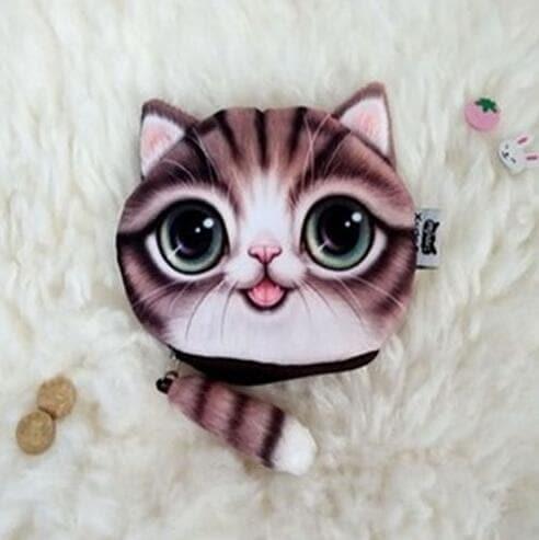 Cute Cat Face Printed Zipper Coin Purses