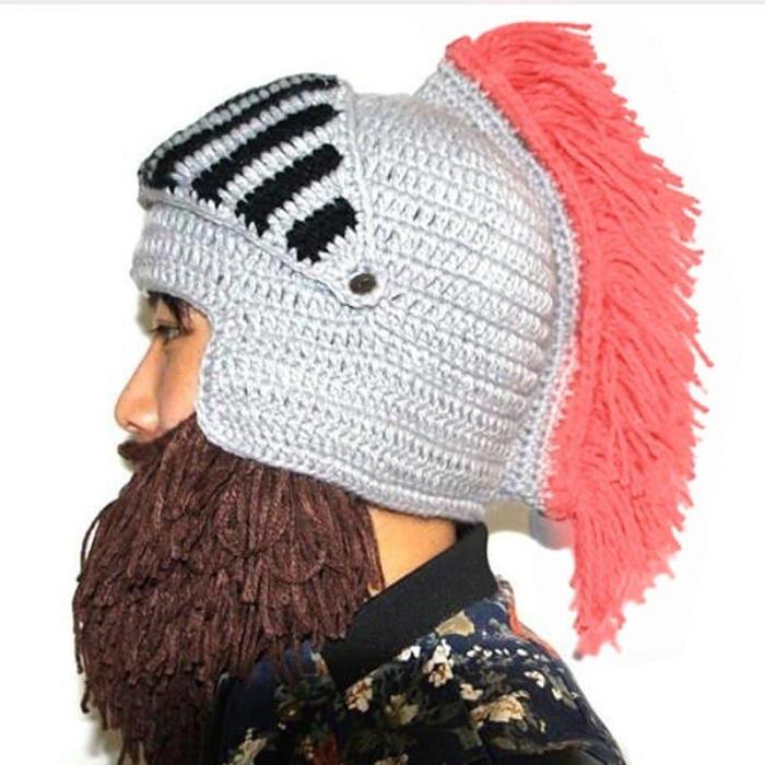 Cosplay Roman Knight Knit Beard Hats