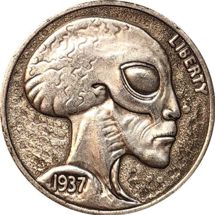 Alien Head Metal Coin