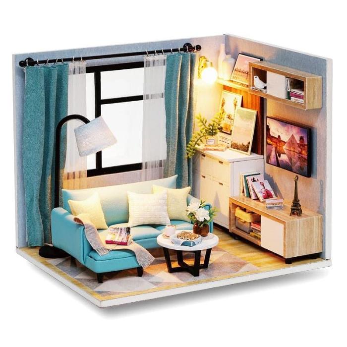 DIY Dollhouse Kit With Furniture LED Lights