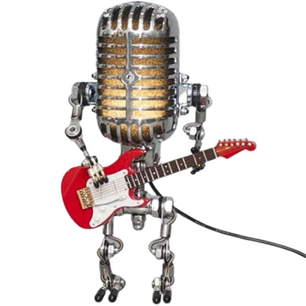 USB Vintage Microphone Robot With Guitar Metal Figurines