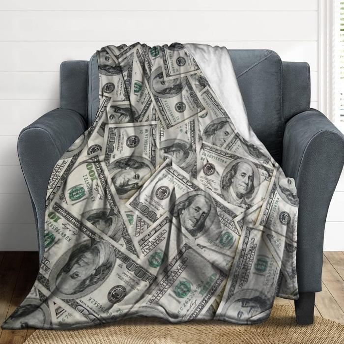 100 Dollar Bill Money Ultra Soft Blanket